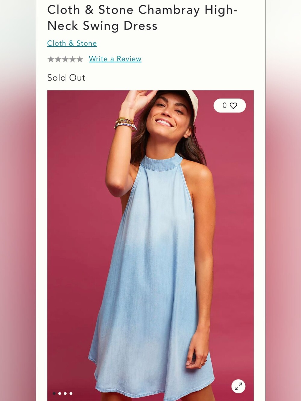 Sleeveless Light Blue Denim Halter Dress